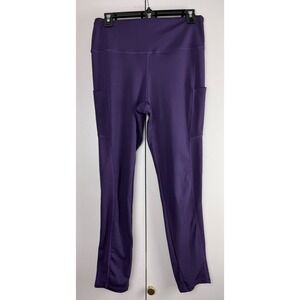 Cali Active Womens Purple High Rise Athletic Leggings with Pockets Size M